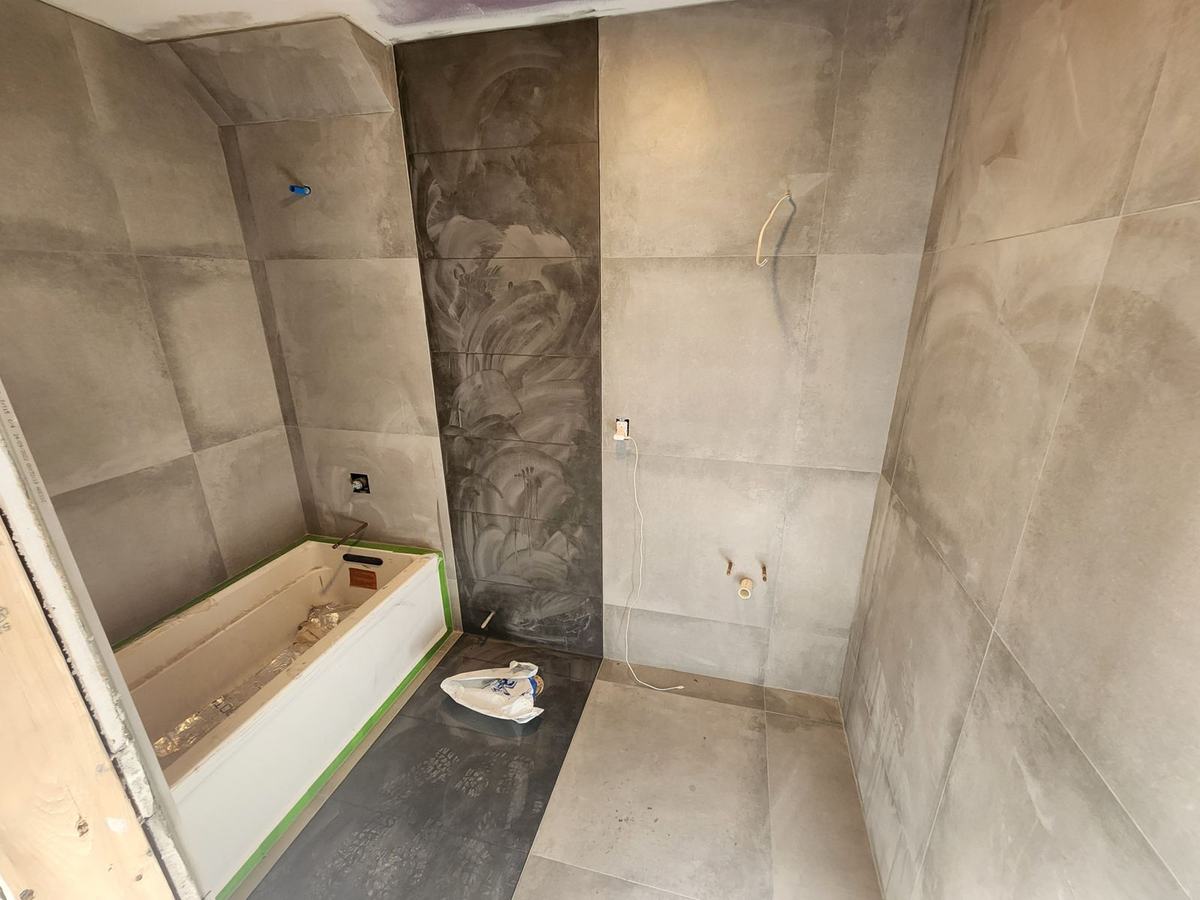 Bathroom tile rough-in during a renovation